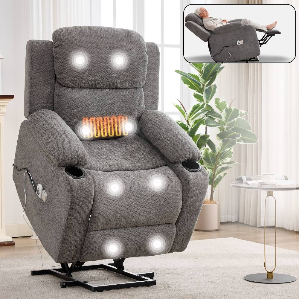Ropilly - power lift recliner for elderly heavy duty lift chair 350 lbs with vibration massage grey - Gray price history on PriceWatchPro