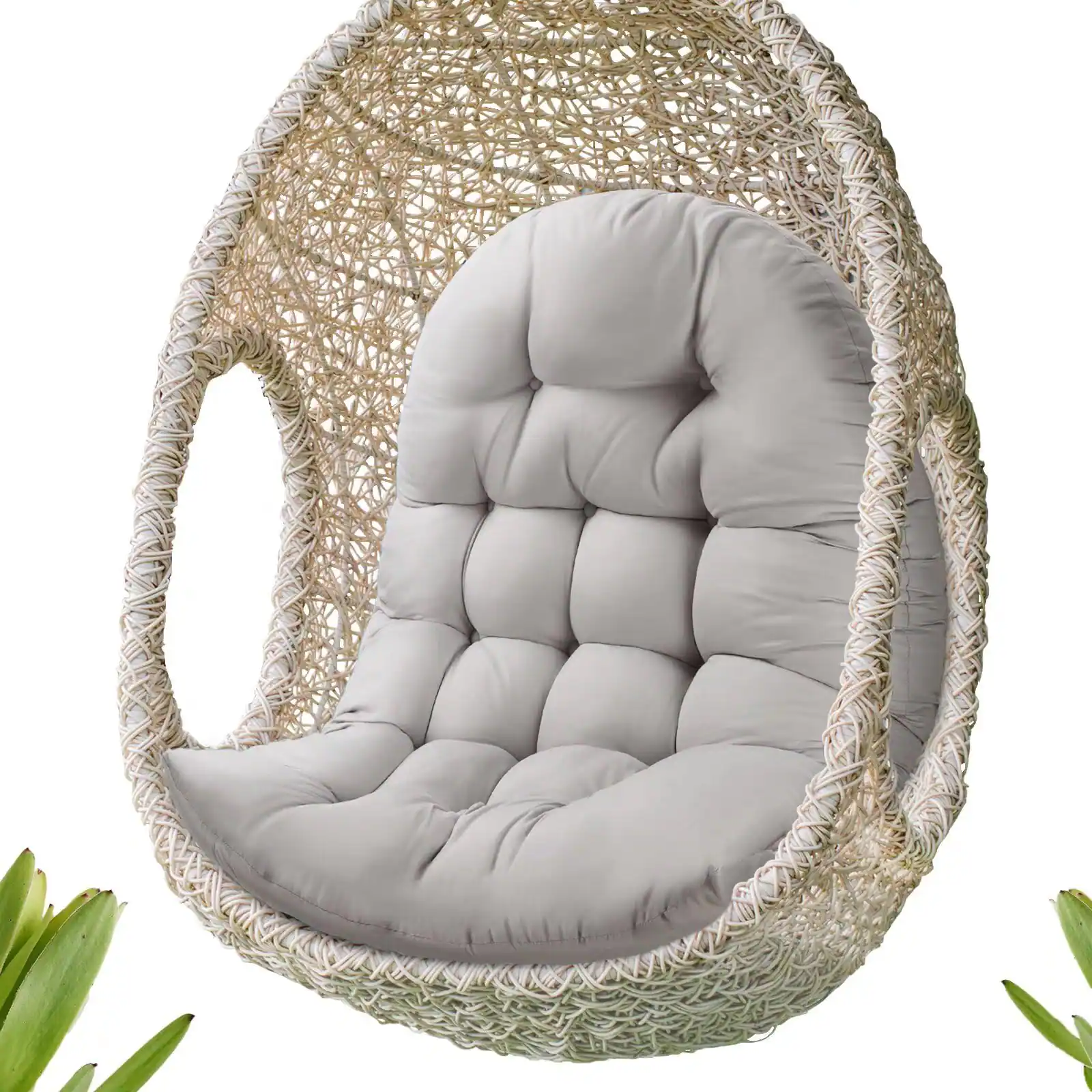 Front. Fabibe - Thick Egg Chair Cushion Replacement, Button Tufted Outdoor Swing Chair Cushion with High Elasticity PP Cotton and... - Gray.