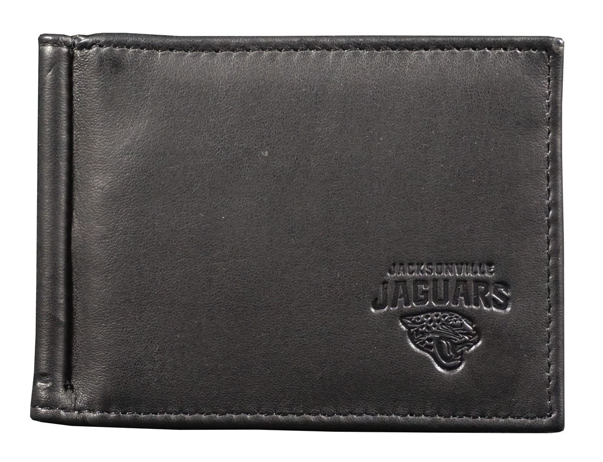 Rico Industries - Jacksonville Football Jaguars RFID Blocking Shield Black Leather Moneyclip Wallet - Multi