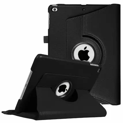 Front. Kitcheniva - Full Rotation Folio Case For iPad 9.7 Inch 6th And 5th Gen With Multi Angle Stand Black - Black.