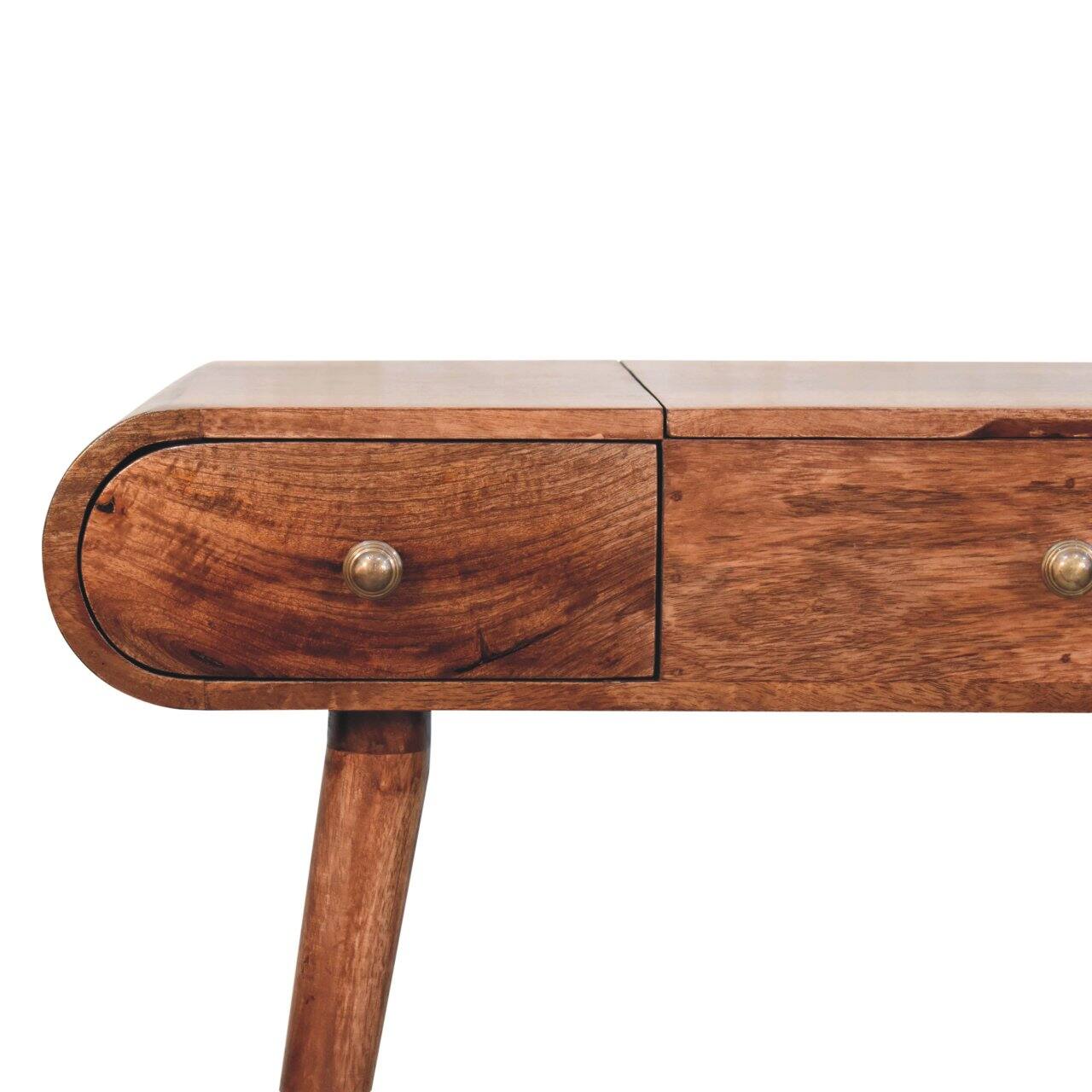 Back. Artisan Furniture - Honey Caramel Round Dressing Table - Brown.