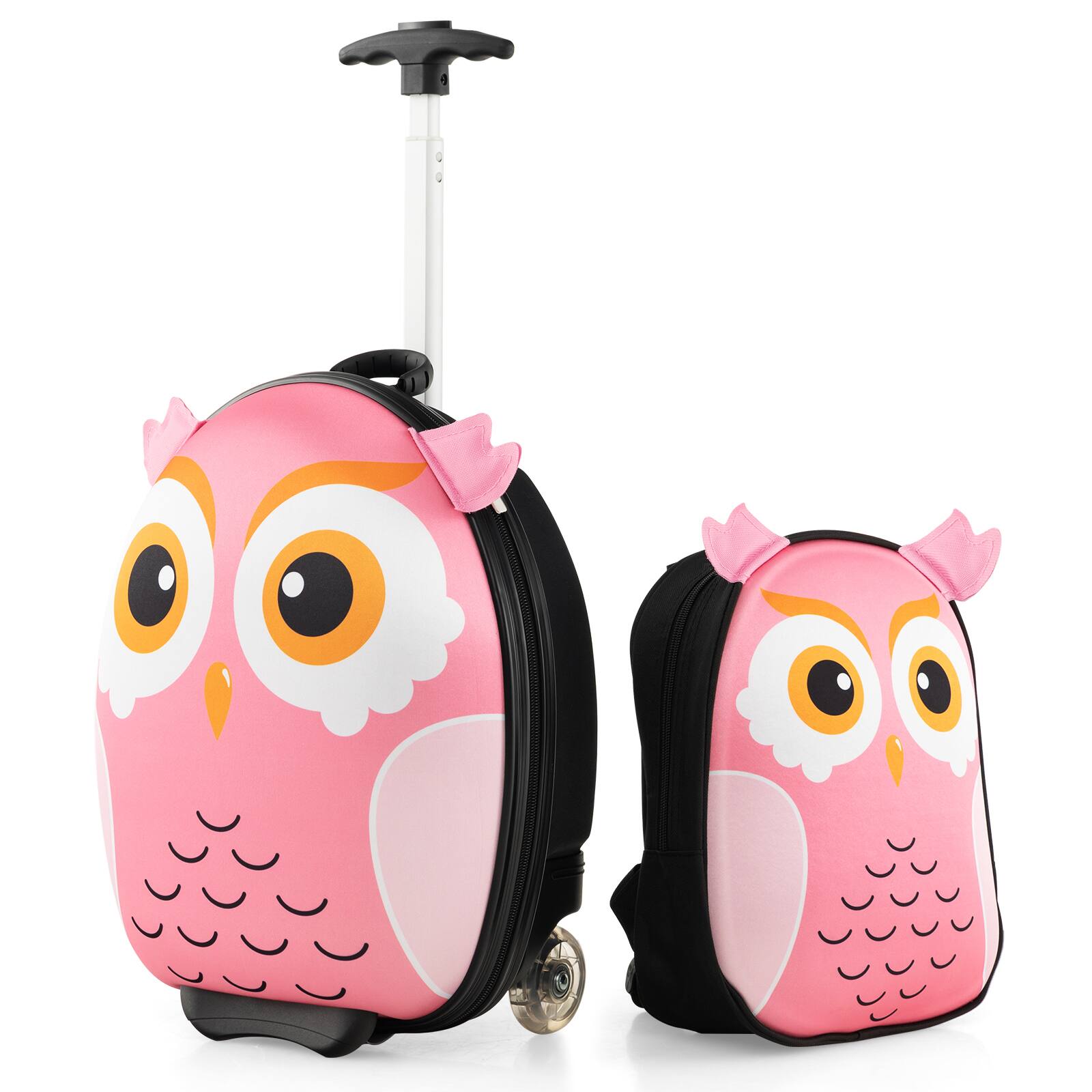 Alt View 9. Ecooso - Kids Rolling Suitcase, Lightweight Portable Carry-On Luggage for Children - Pink.
