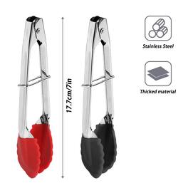 Hansmart - 2PK Kitchen Tongs Silicone Food Tongs Non Stick Cooking Serving Tongs For BBQ Salad Steak Pasta - Red, Black