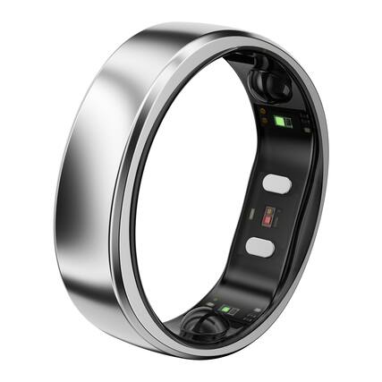 Front. RINGCONN - Gen 2 Air Ultra-Thin Smart Ring with Health Tracking, AI for Proactive Wellness Size 11 - Galaxy Silver.