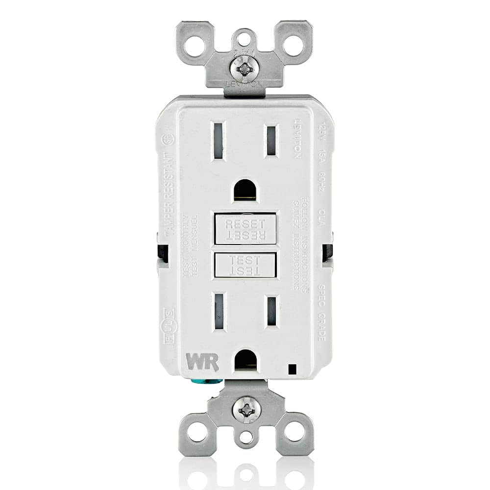 Leviton - GFCI Weather-Resistant Outdoor Outlet, 15A Self-Test Tamper-Resistant with LED Indicator - White