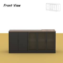 Famapy - Modern Office Desk Set: Stylish Workspace Solutions - Black & Brown