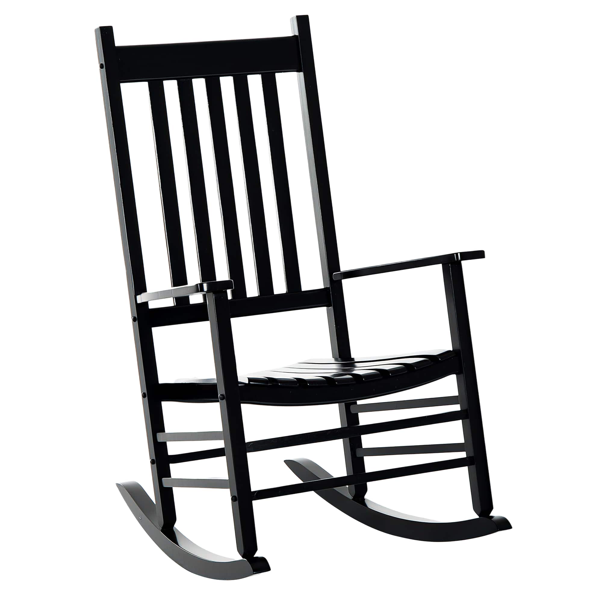 Outsunny - Outdoor Rocking Chair, Patio Rocking Chair with Smooth Curves, High Density Wooden Rockers for Lawn Garden Porch - Black