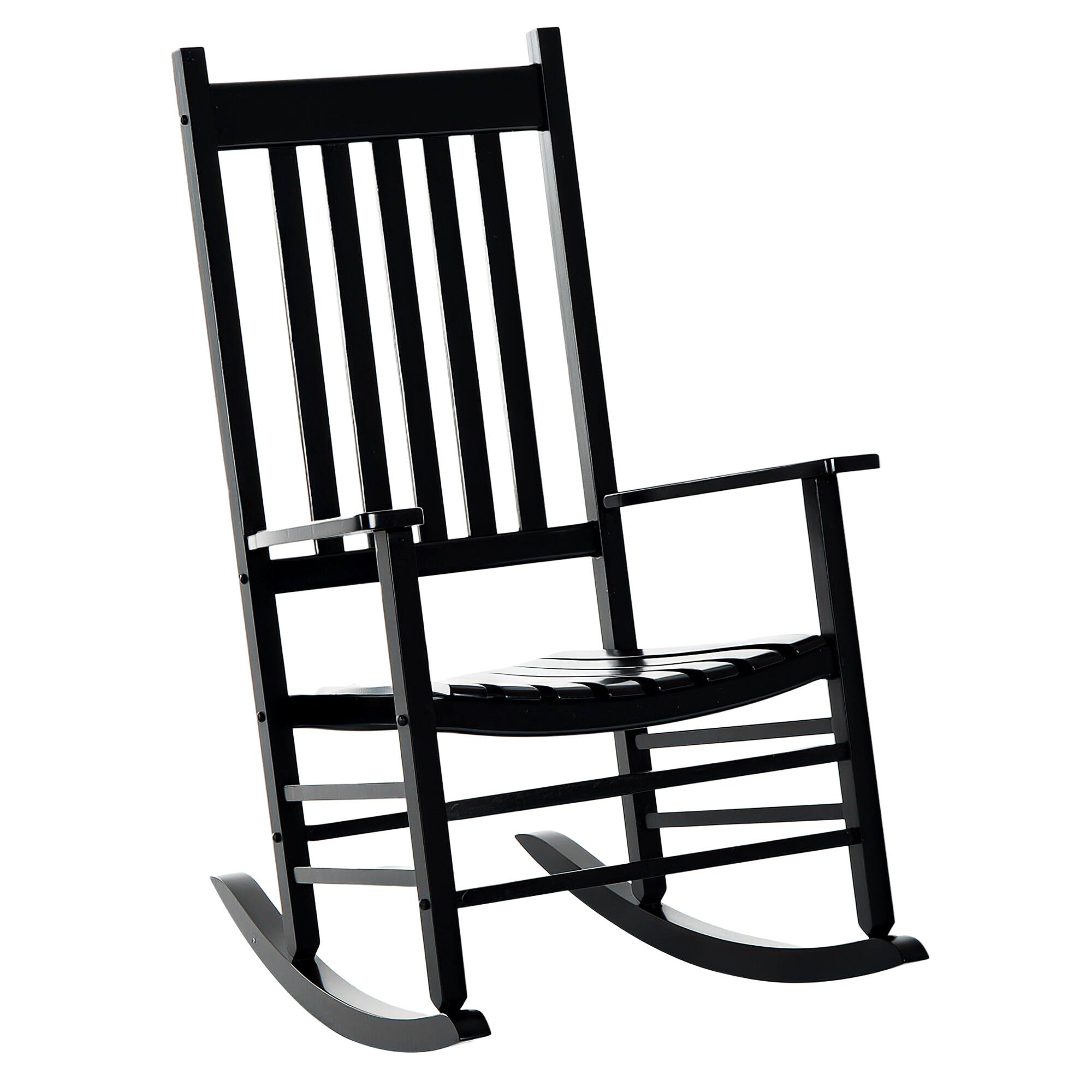 Front. Outsunny - Outdoor Rocking Chair, Patio Rocking Chair with Smooth Curves, High Density Wooden Rockers for Lawn Garden Porch - Black.