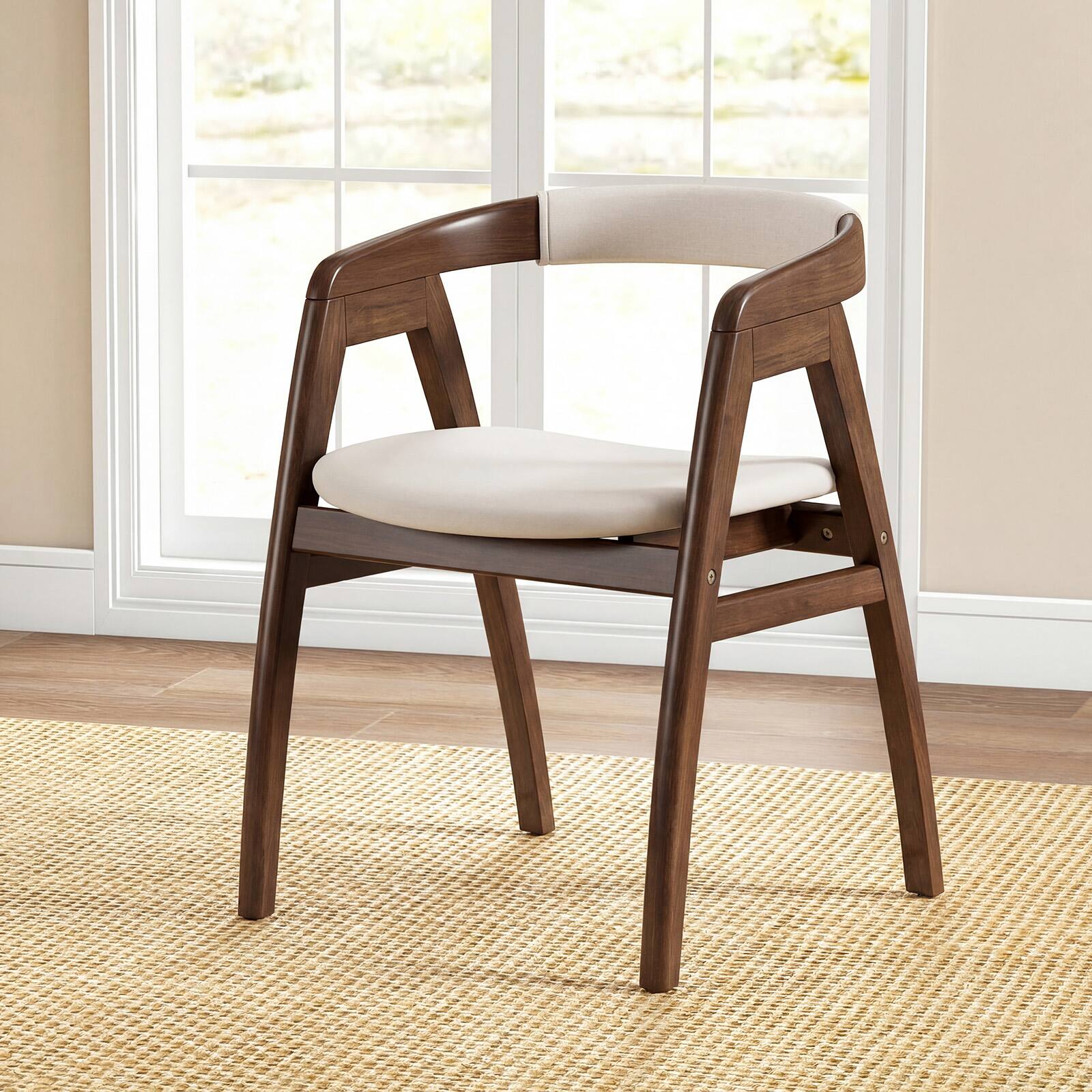 Alt View 1. Costway - Costway Leisure Bamboo Chair Dining Chair with Curved Back & Anti-slip Foot Pads - Brown.