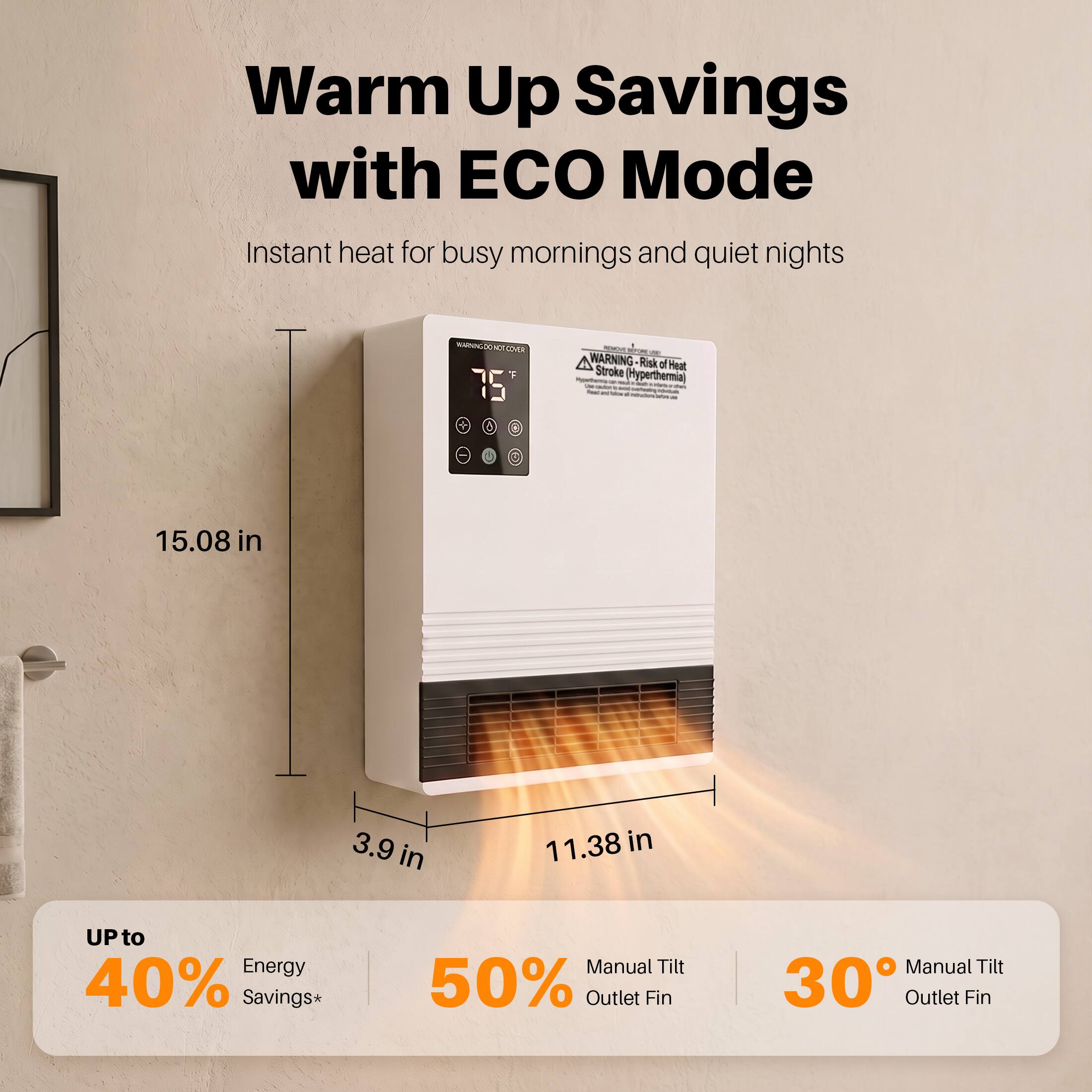 Sweetcrispy 1500W Smart Wall Heater with Touchscreen and Remote ...