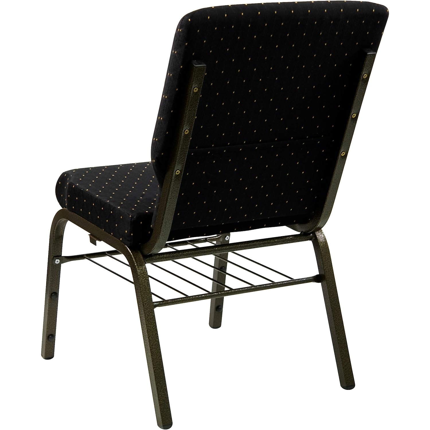 Alt View 1. JETRANSPORT - Hercules Series 18.5''w Church Chair In Black Dot Patterned Fabric With Book Rack - Vein Frame Provide - Purple Fabric/Gold Vein Frame Set of 1.