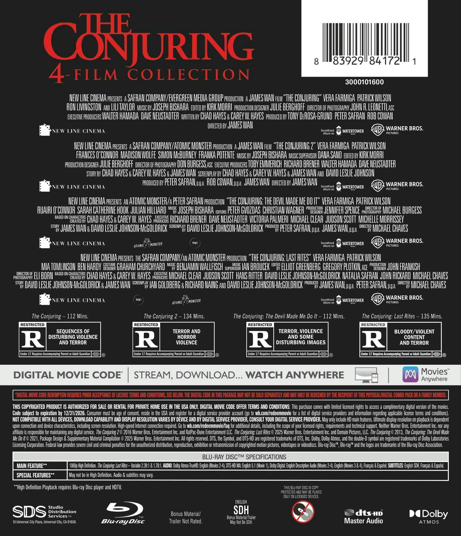 Back. The Conjuring: 4-Film Collection   - BLU-RAY.