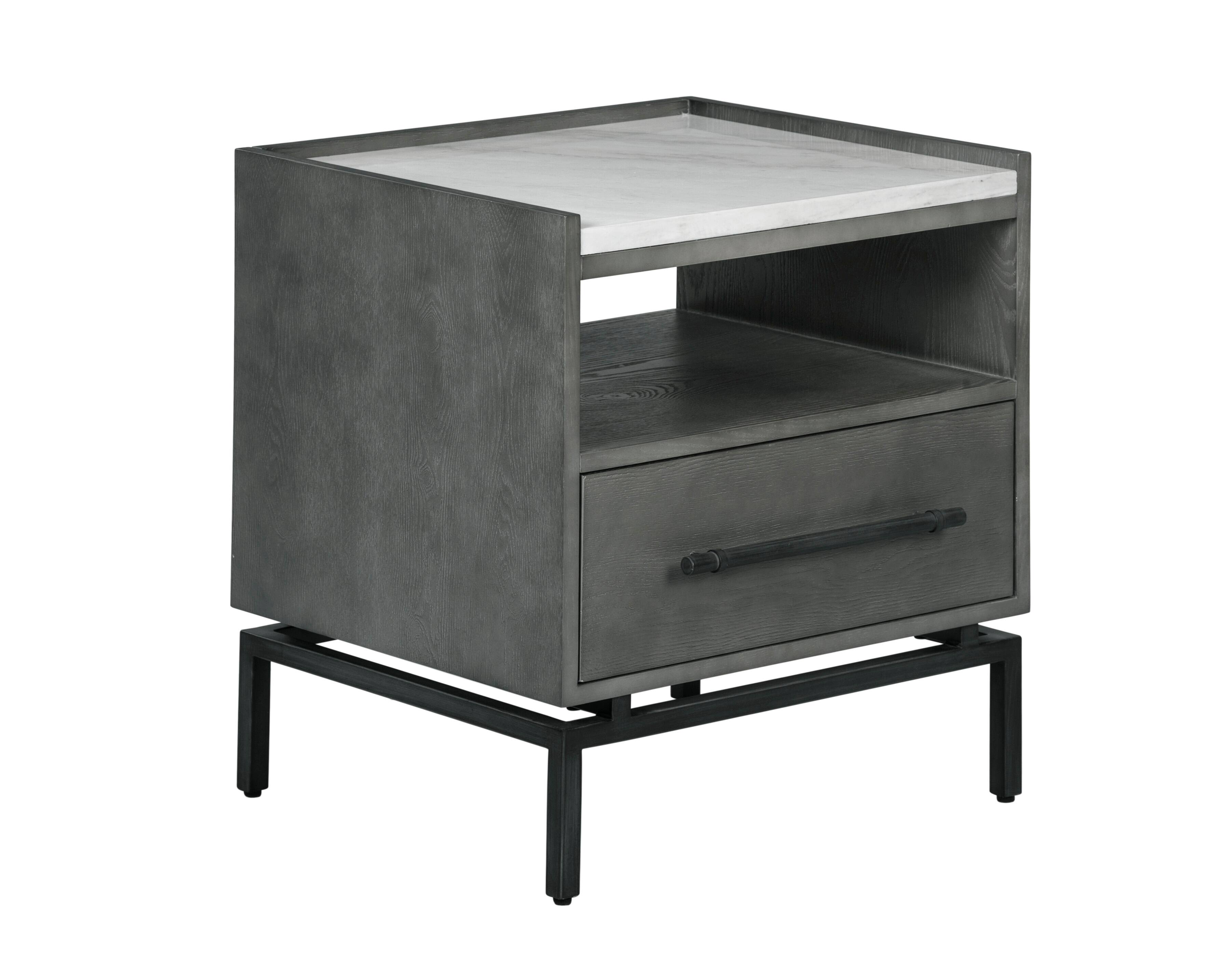 Back. Tommy Hilfiger - Tommy Hilfiger Ascher Bedside Table, Nantucket Gray - Nantucket Gray.