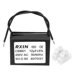 Unique Bargains - 12uF CBB61 Capacitor, AC 450V 2-Wire for Ceiling Fan, Motor Generator, Blower - Black
