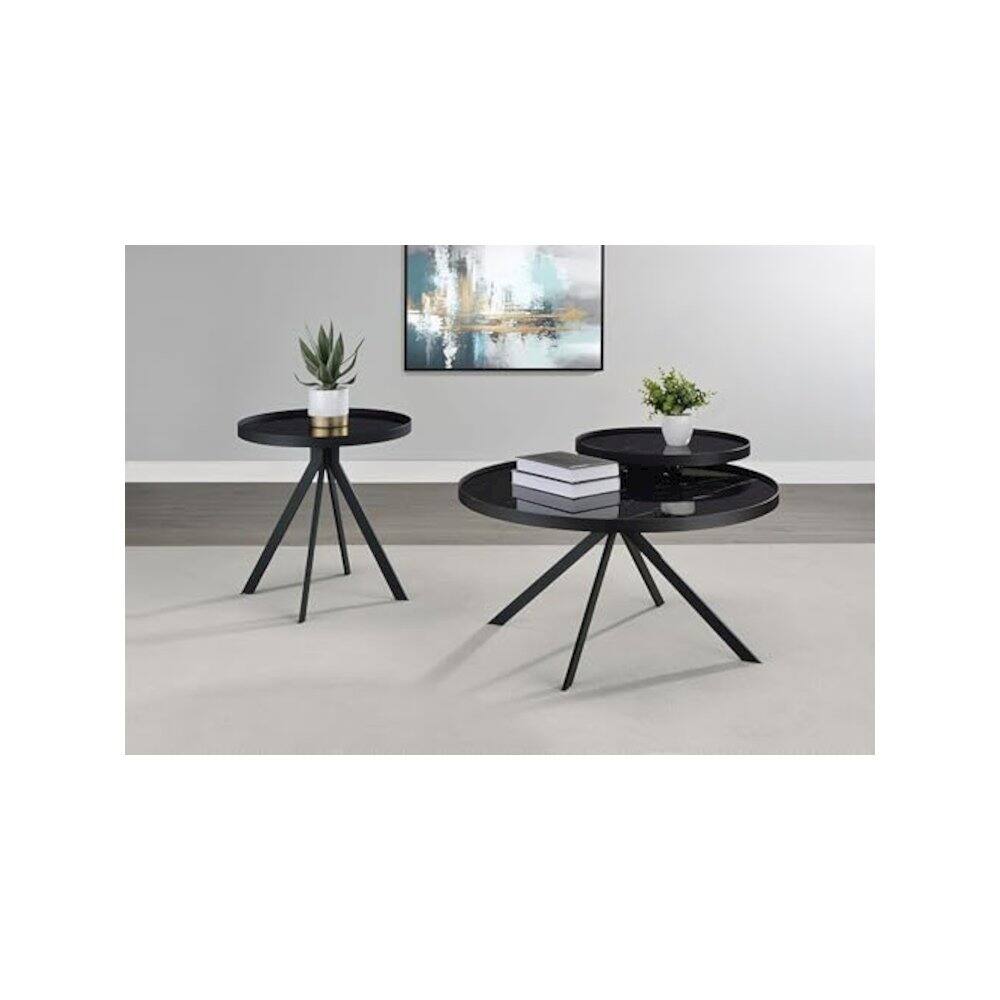 Alt View 7. Coaster Co. of America - Briggs 2-piece Round Coffee and End Table Set Black - Black.