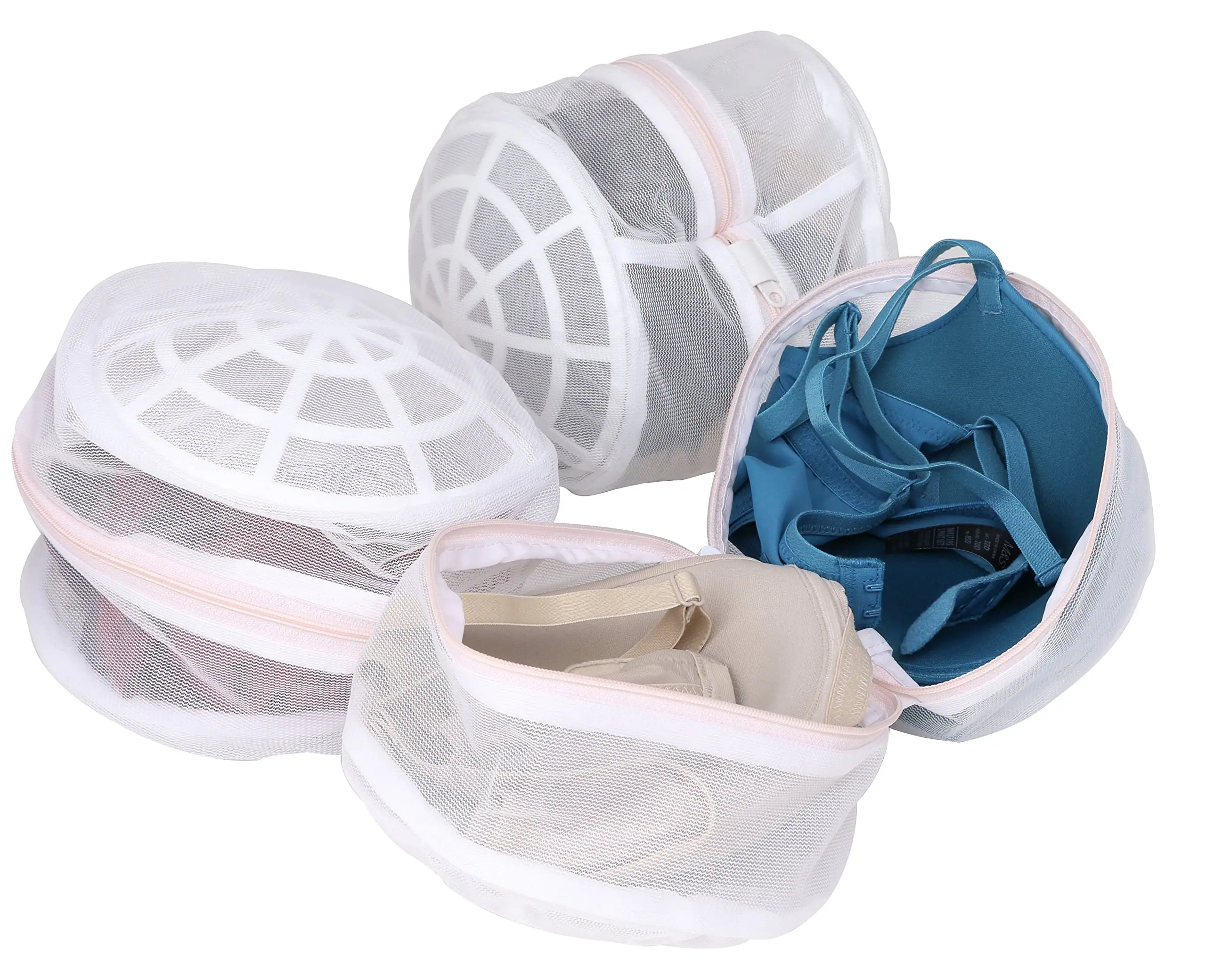 Front. DORLUKFU - Premium Bra Wash Bag – Set of 3 Mesh Lingerie Laundry Bags for Delicates – Protects Bras, Underwear & Intimates in - White.