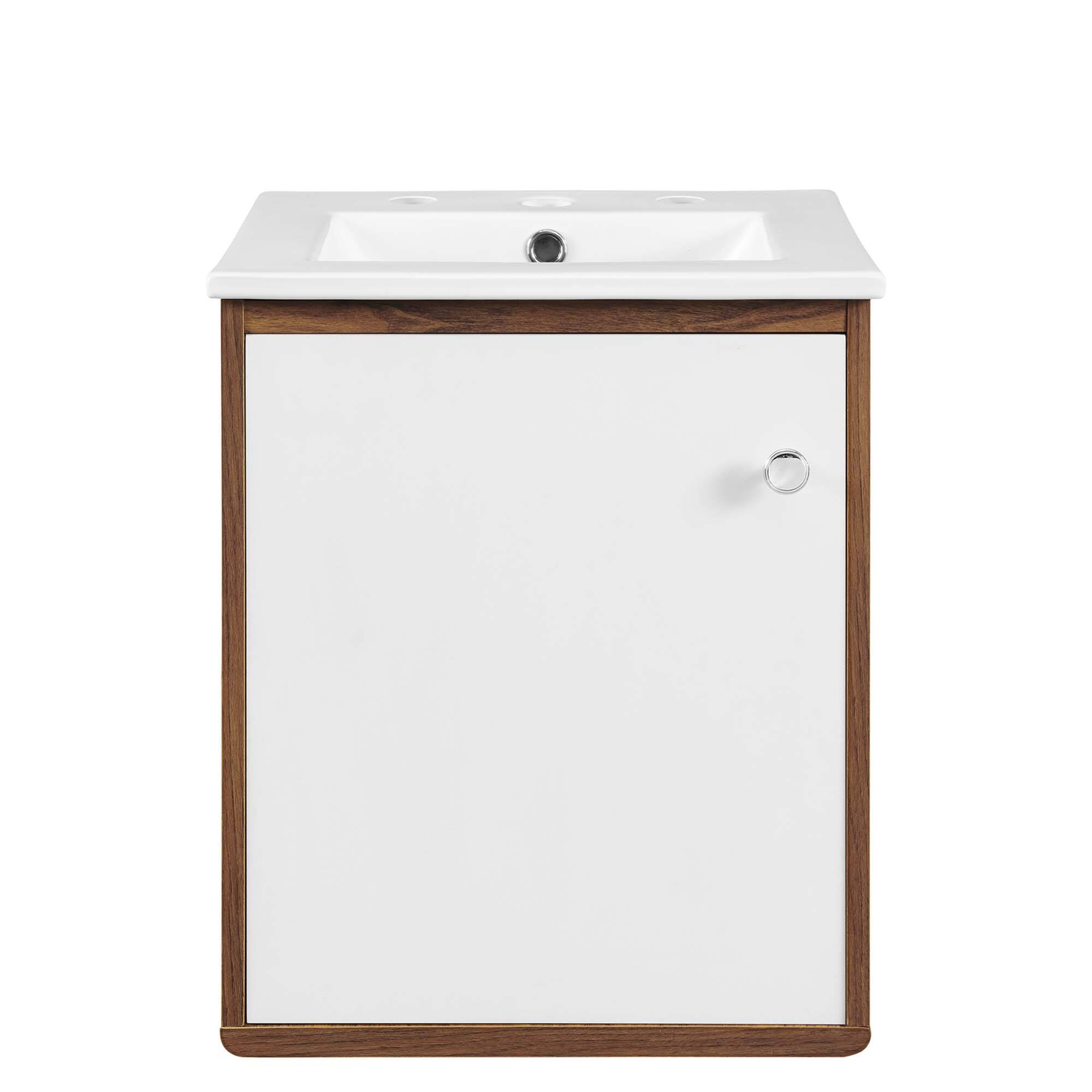 Alt View 2. Modway - Transmit Wall-Mount Bathroom Vanity Basin Included - Walnut White.