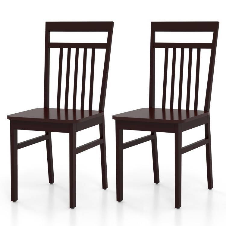 Front. SlickBlue - Modern Farmhouse Wooden Dining Chairs Set of 2 with High Back, Supports 280 lbs - Cappuccino.
