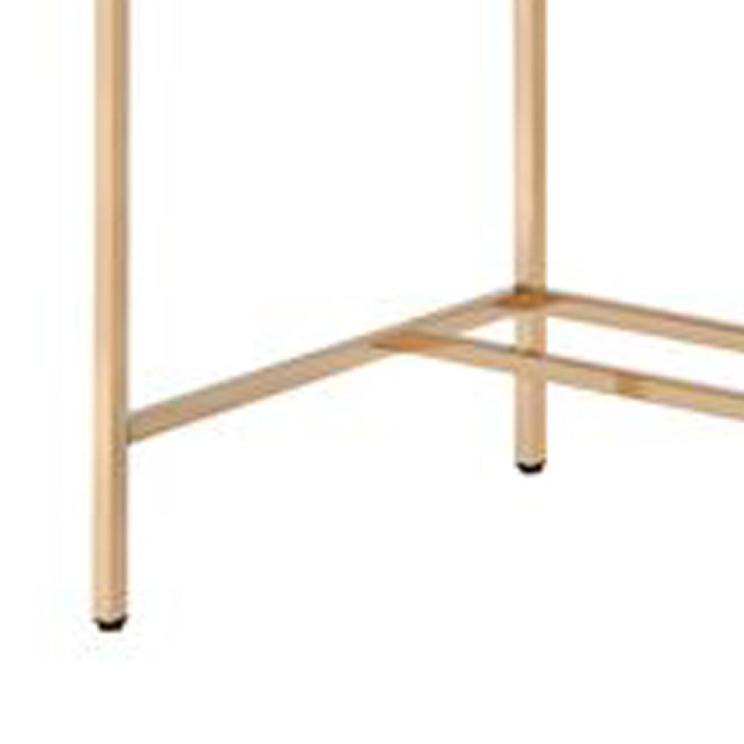 Back. Manhattan Lane - Writing Desk with USB Dock and Metal Legs, Blue and Rose Gold - Blue and Gold.