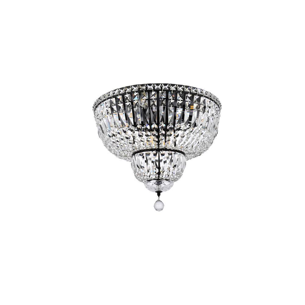 Back. Elegant Lighting - Tranquil 20 inch black flush mount - Black And Clear.