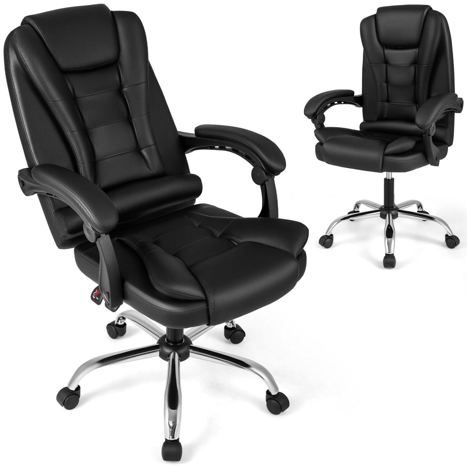 Front. WELLFOR - Big High Back Executive Chair with Linkage Armrests and Leather Padded Seat for Office - Black.