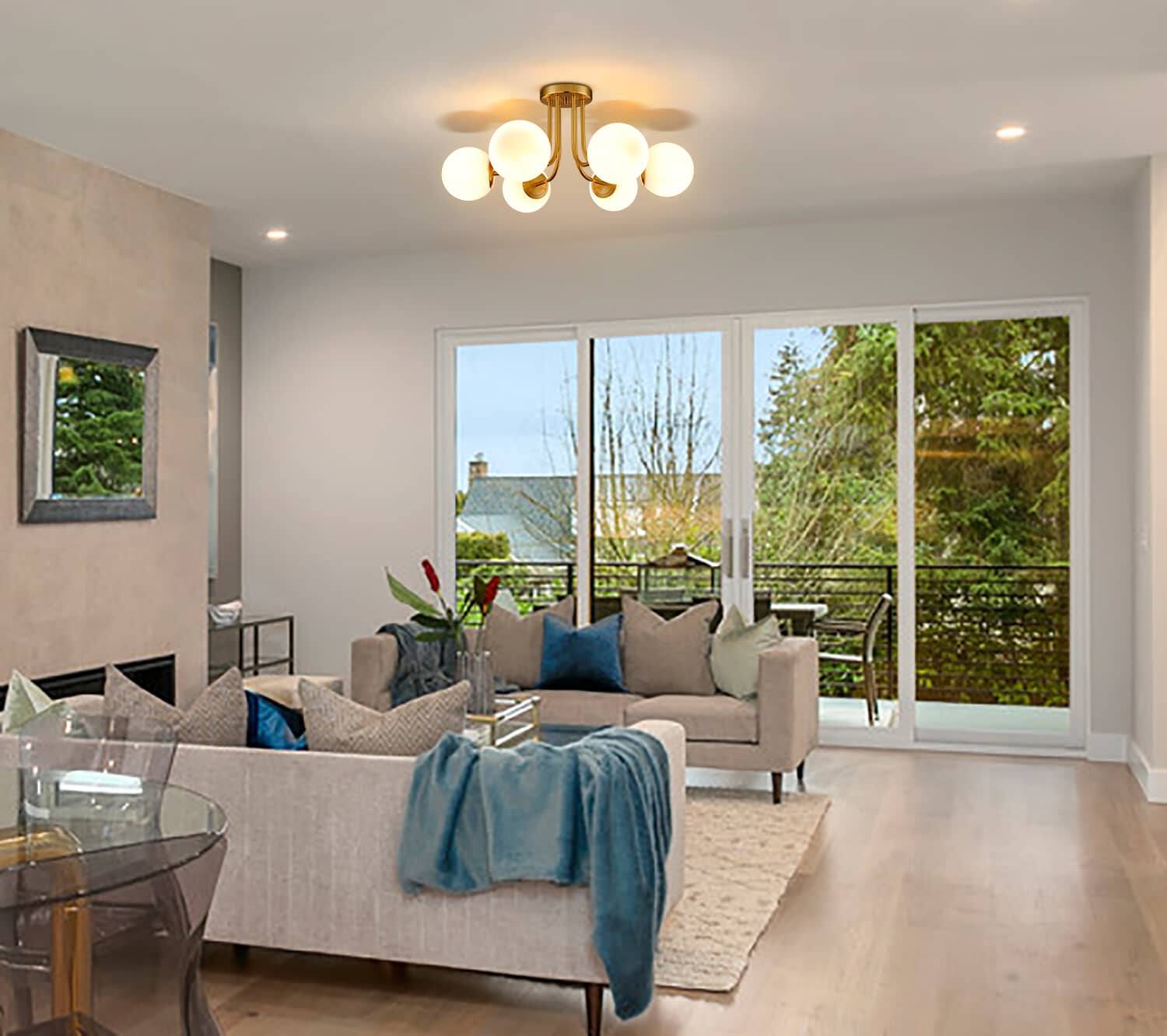 Back. MOOSE - Como Modern Globe Ceiling Light , 6-Light - Brass.