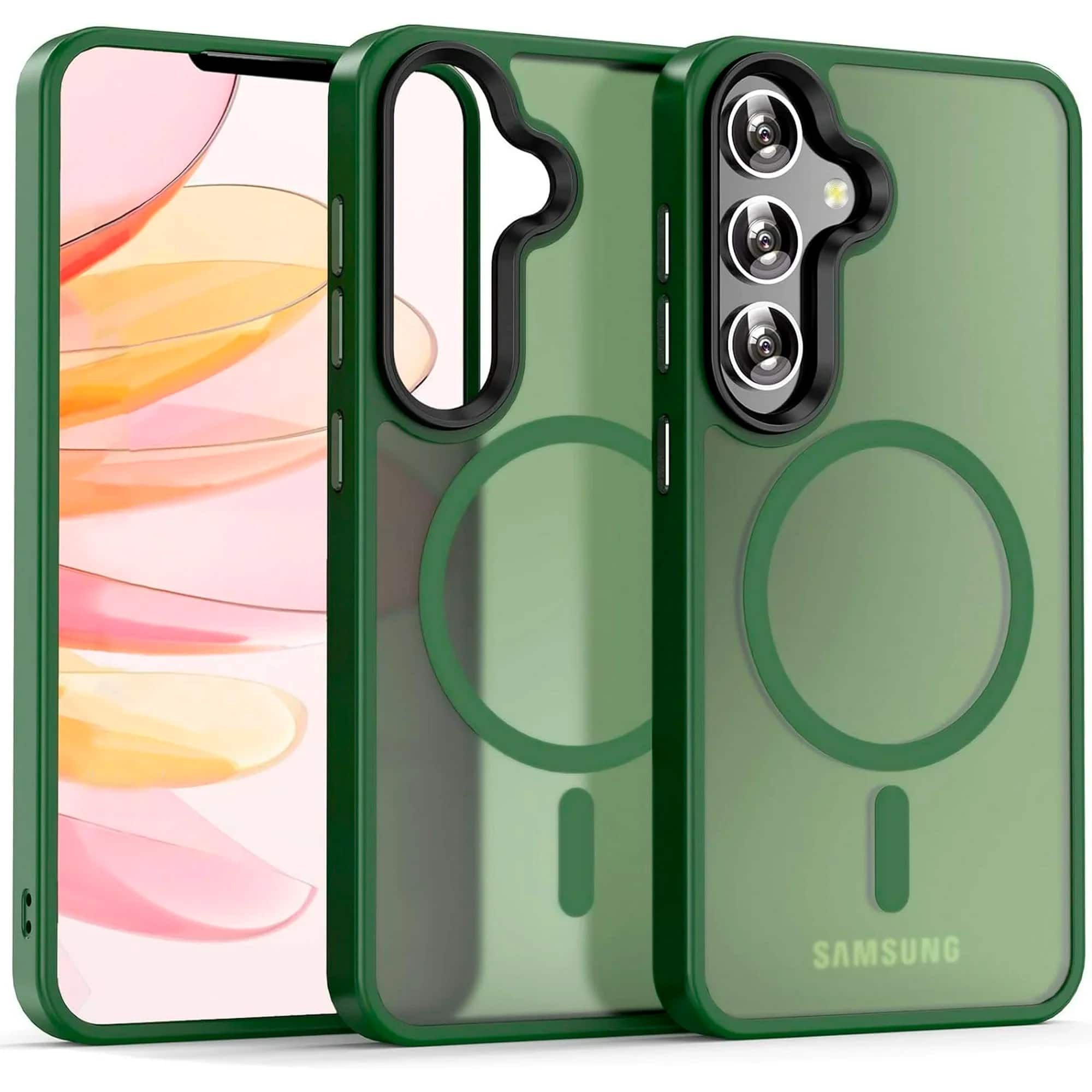 Entronix - Magnetic Case for Galaxy S24 Plus - Translucent Frosted Matte Finish - Green
