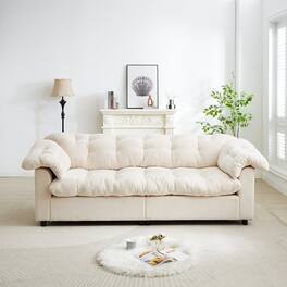 Anysun - 94.8" Chenille Modern Comfort Deep Seat Sofa – Upholstered Fluffy Cloud Sofa for Living Rooms, Bedrooms, Apartments - Beige