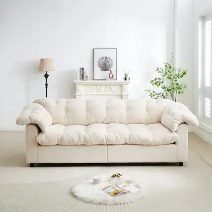 Front. Anysun - 94.8" Chenille Modern Comfort Deep Seat Sofa – Upholstered Fluffy Cloud Sofa for Living Rooms, Bedrooms, Apartments - Beige.