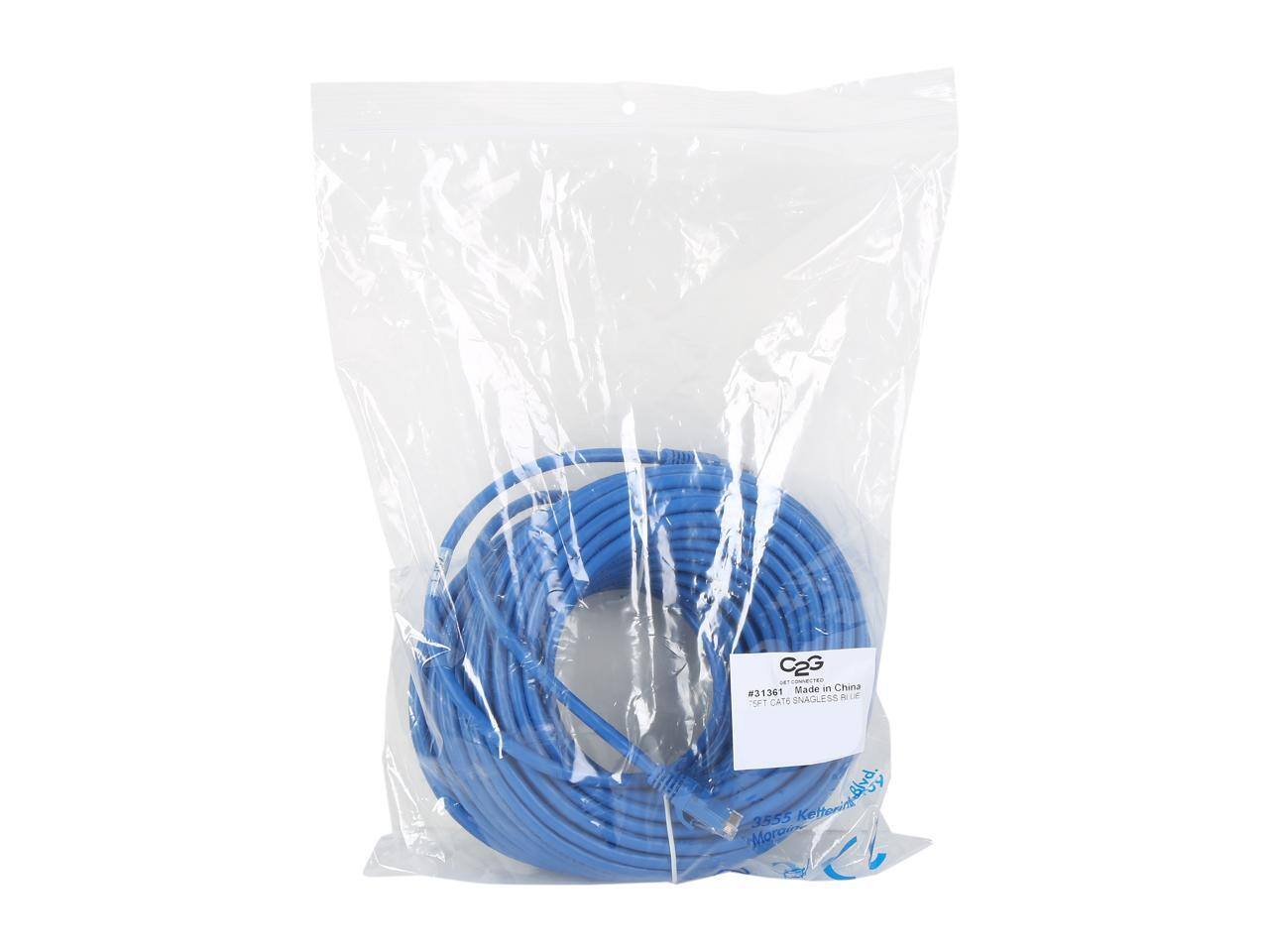 C2G TE Made in China #31361 - 75FT CAT6 SNAGLESS