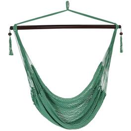 Sunnydaze - Extra Large Polyester Rope Hammock Chair and Spreader Bar - Jungle Green