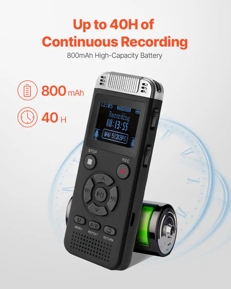 VEVOR Digital Voice Recorder, 128GB, Voice Activated Recorder with ...