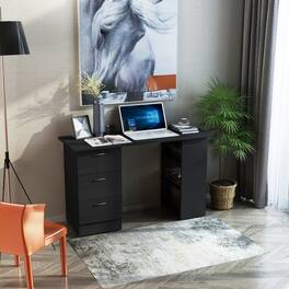Anysun - 47" Computer Desk with Bookcase, 3 Drawers & Storage Shelves, Space-Saving Workstation for Home Office - Black