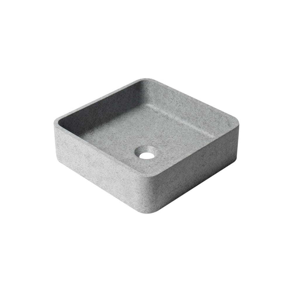 Alfi - 16" Solid Concrete Chiseled Style Square Above Mount Vessel Sink - Gray