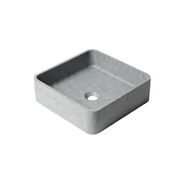 Alfi - 16" Solid Concrete Chiseled Style Square Above Mount Vessel Sink - Gray