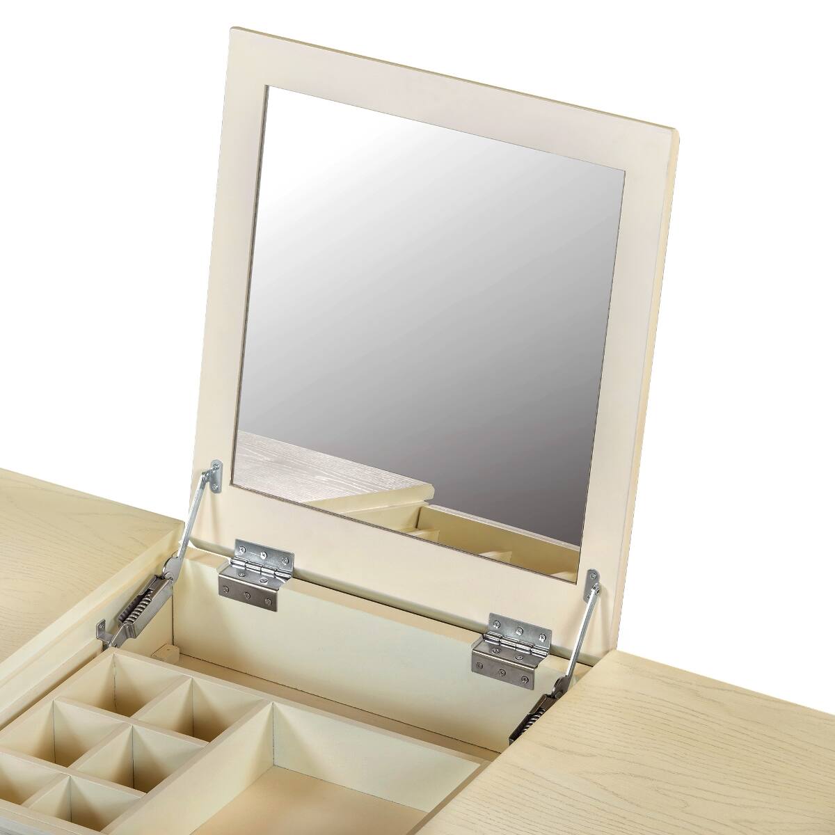 Alt View 7. Loheer - Loheer Makeup Vanity Desk with Stool, Flip Top Mirror, White Oak - White Oak.