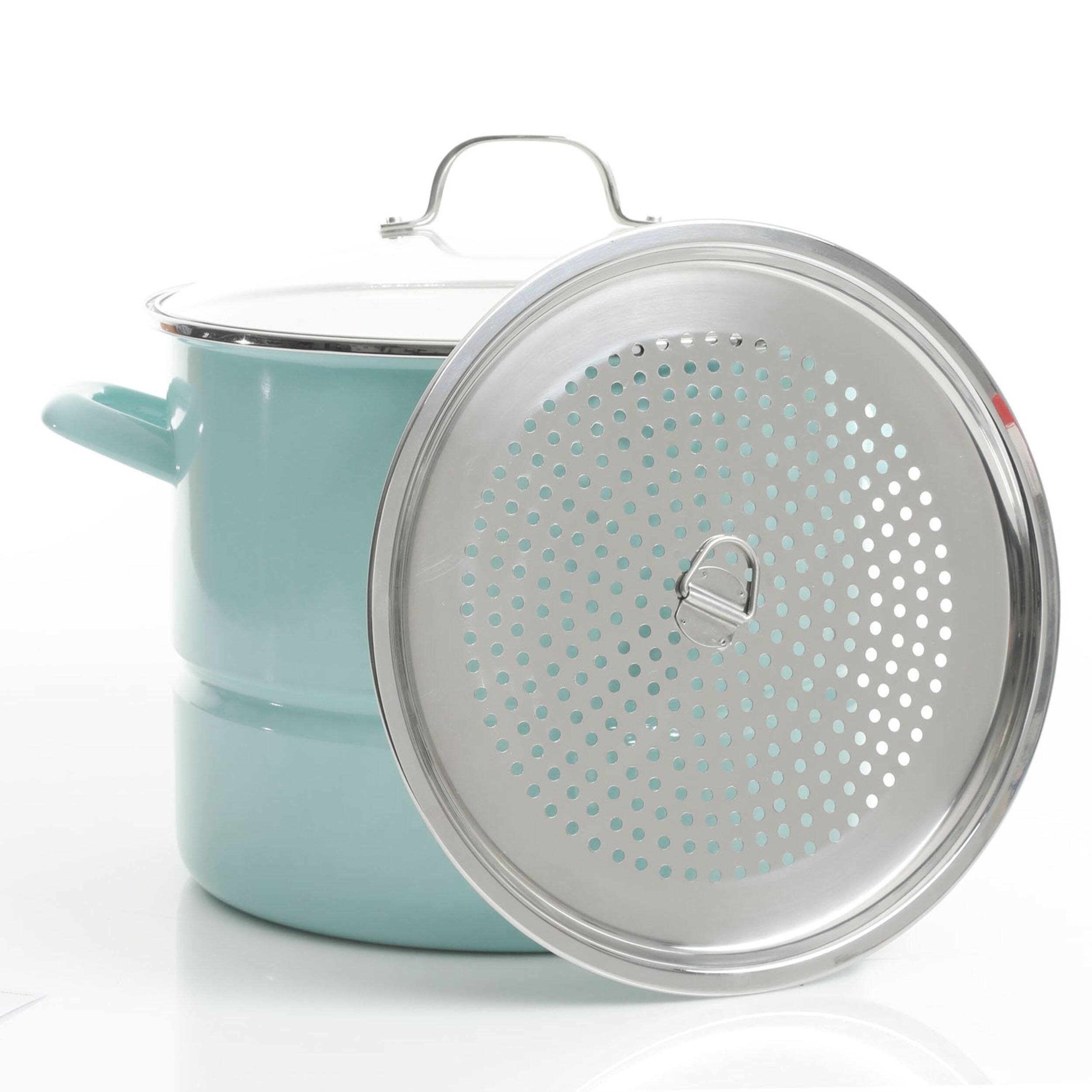 Alt View 3. Kenmore - Kenmore 16 Quart Stainless Steel Pot in Blue with Steamer Insert and Glass Lid - Blue.