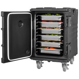 VEVOR - Insulated Food Pan Carrier, 95 Qt Hot Box for Catering, Food Box Carrier with Buckle, Front Loading Food Warmer - Black