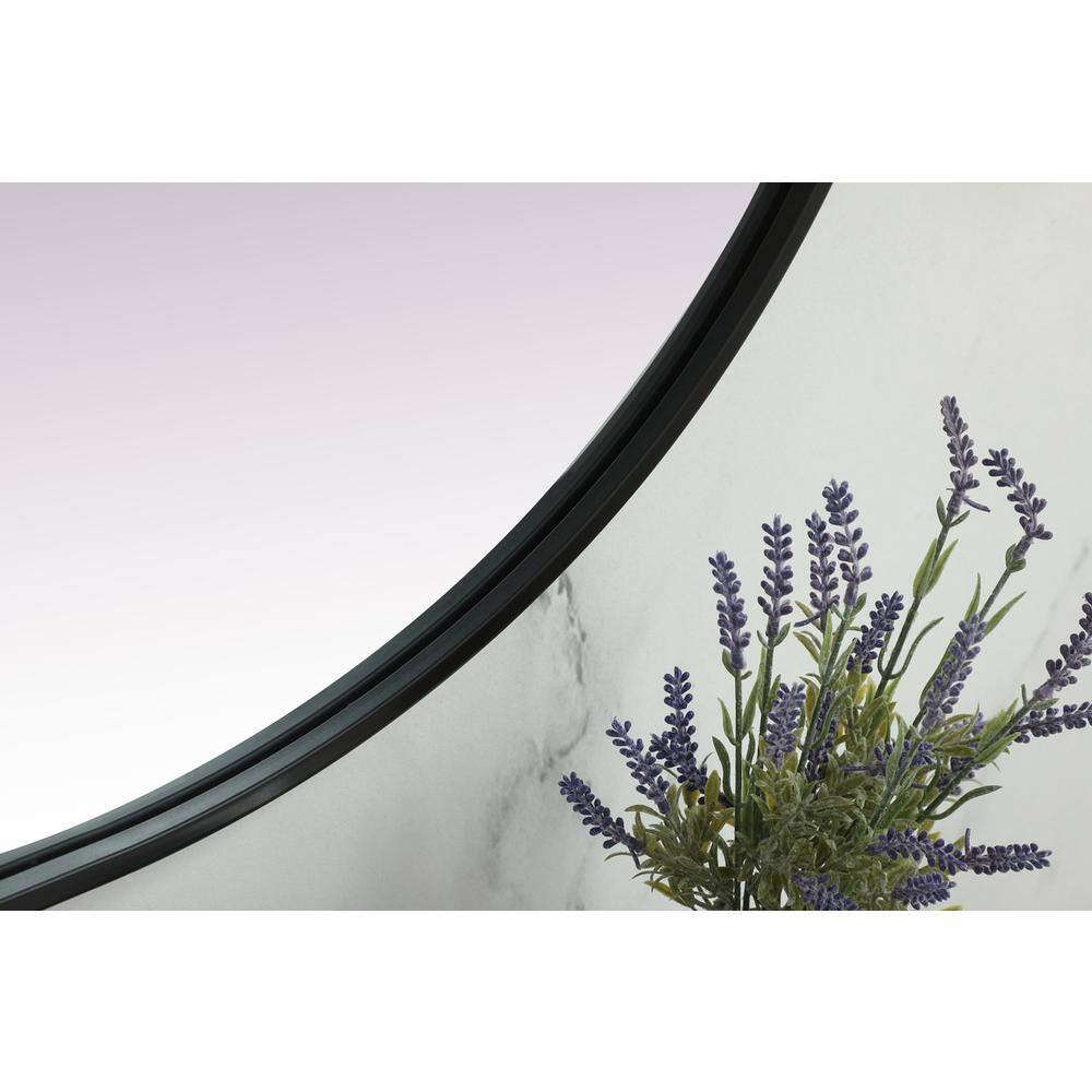 Alt View 2. Elegant Decor - Metal Frame Oval Mirror 30x48 Inch in Black - Black.