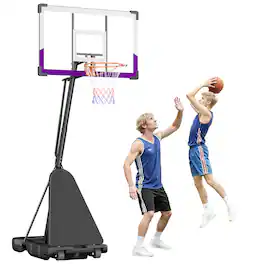 VEVOR - Portable Basketball Stand,10ft Height Adjustment Basketball Hoop & Goal,Basketballs Hoop Outdoor with 48in PC Backboard - Black