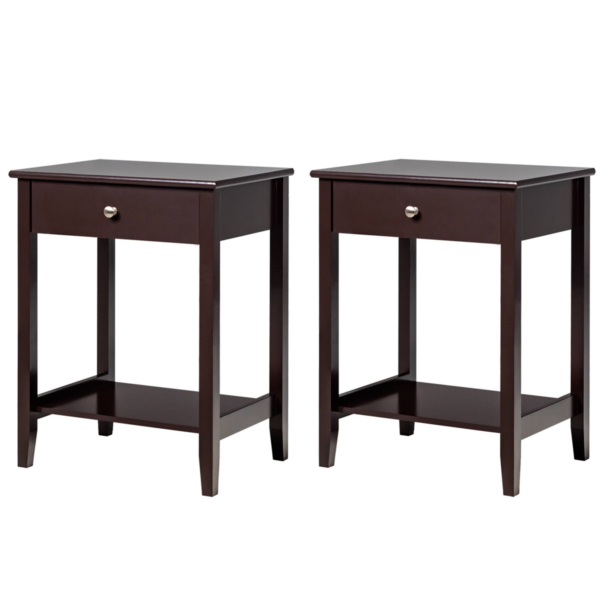 Alt View 2. Gymax - Gymax 2PCS Nightstand Sofa Side End Table Bedroom Living Room w/ Shelf Drawer Brown - Brown.
