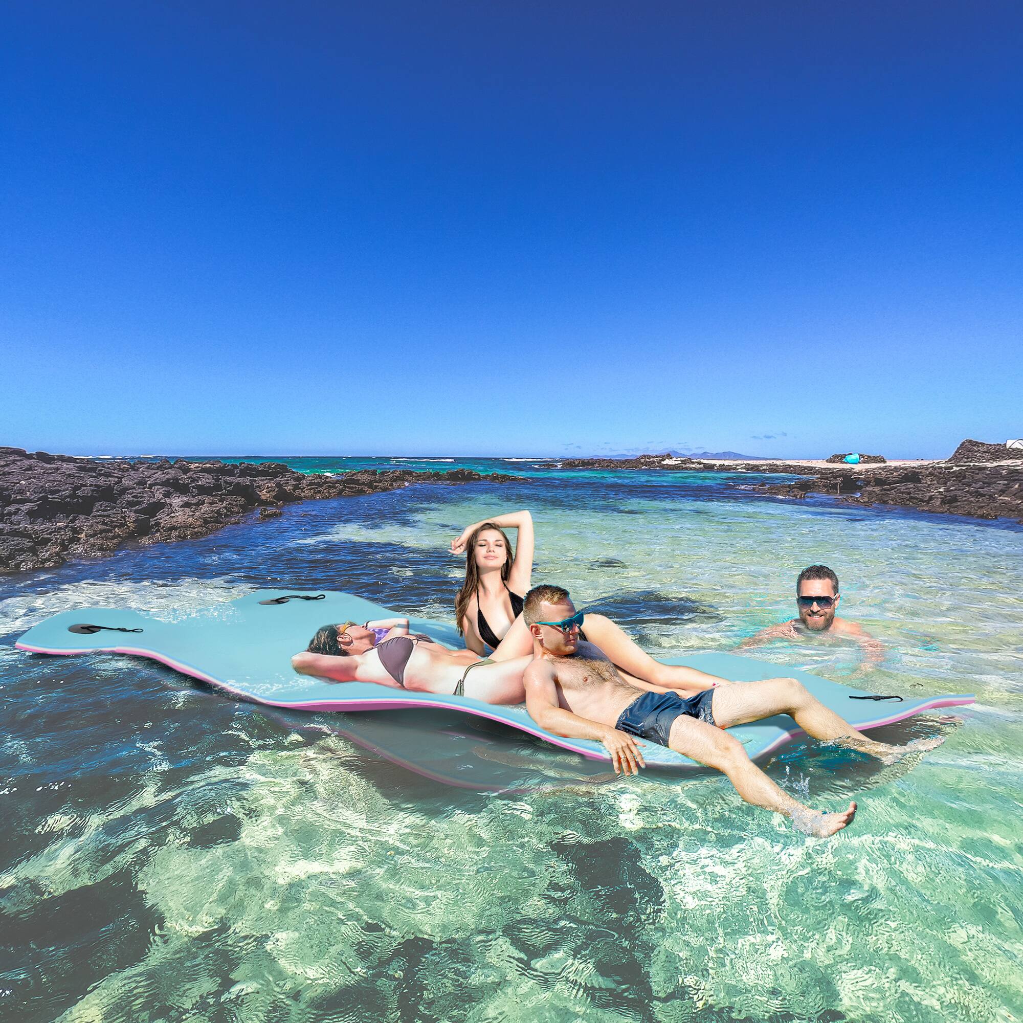 Angle. Homcom - HOMCOM 16.5' x 5' Lily Pad Floating Mat, 3-Layer Lily Pad Swimming Pool Floating Water Mat.