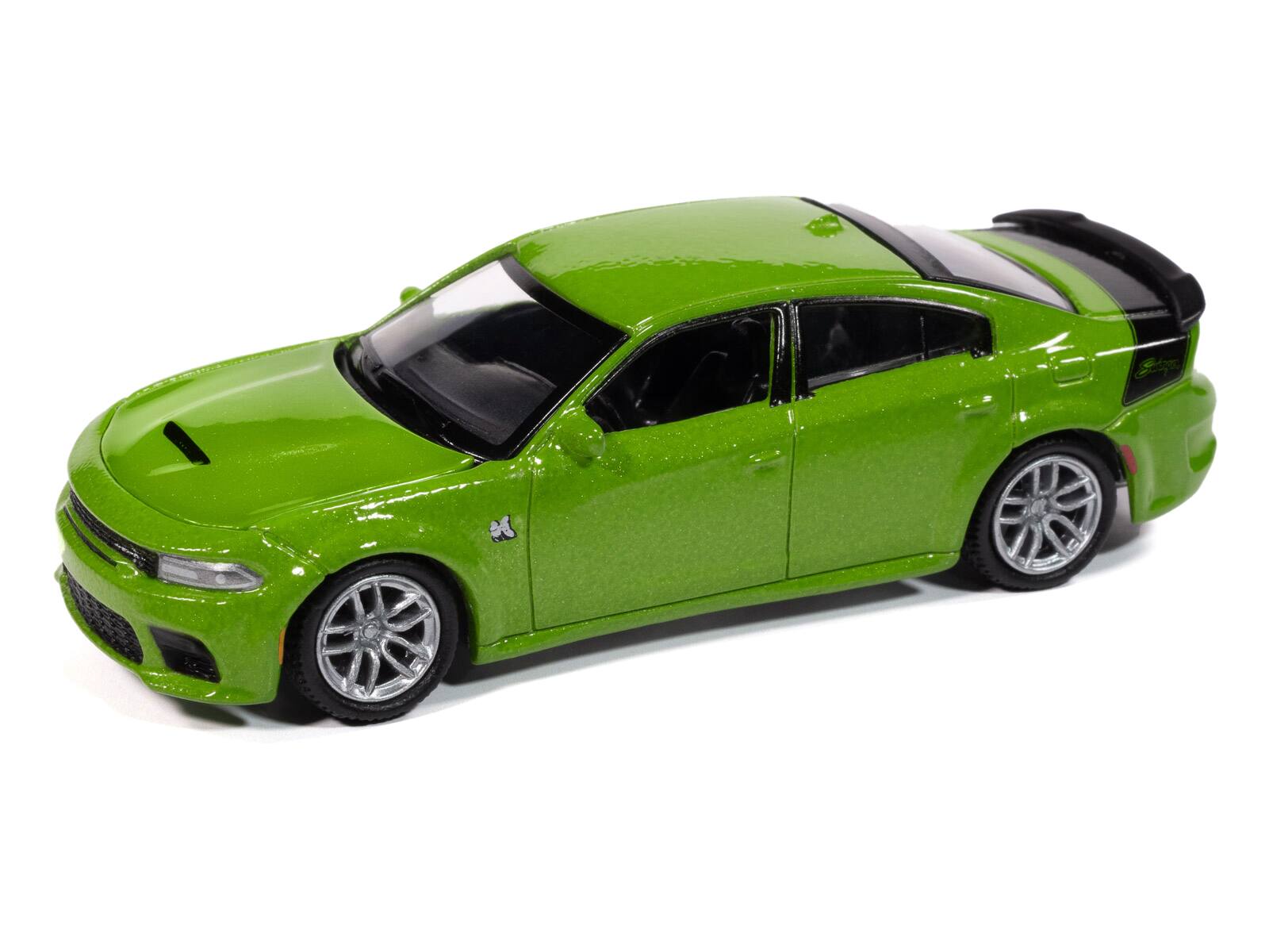 Left. Autoworld - 2023 Dodge Charger R/T Scat Pack Swinger Sublime Green Metallic "Modern Muscle" Series 1/64 - Green Metallic.