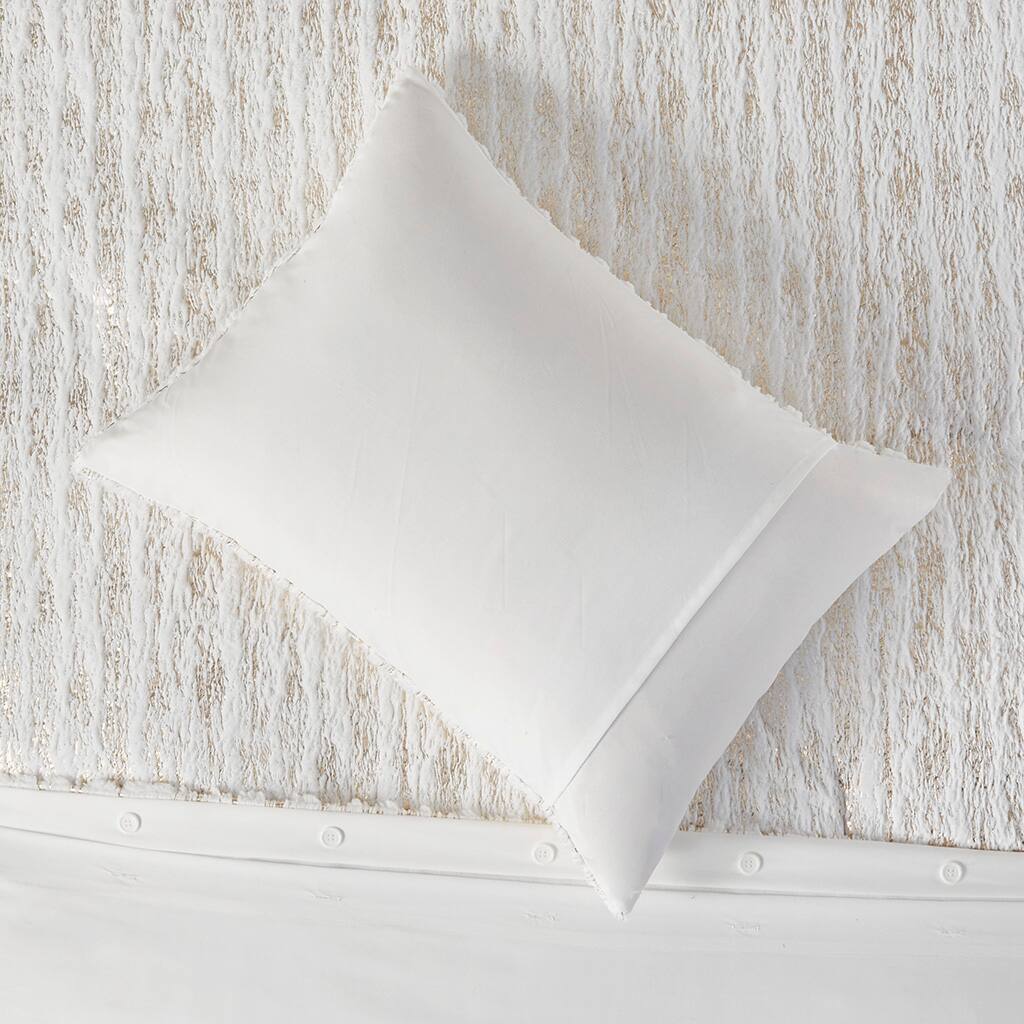 Alt View 2. Gracie Mills - Gracie Mills Maelona Metallic Print Faux Fur Duvet Cover Set - White/Gold.