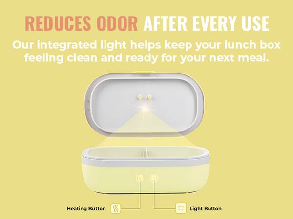 REDUCES ODOR AFTER EVERY USE
Our integrated light helps keep your lunch box feeling clean and ready for your next meal.
Heating Button
Light Button