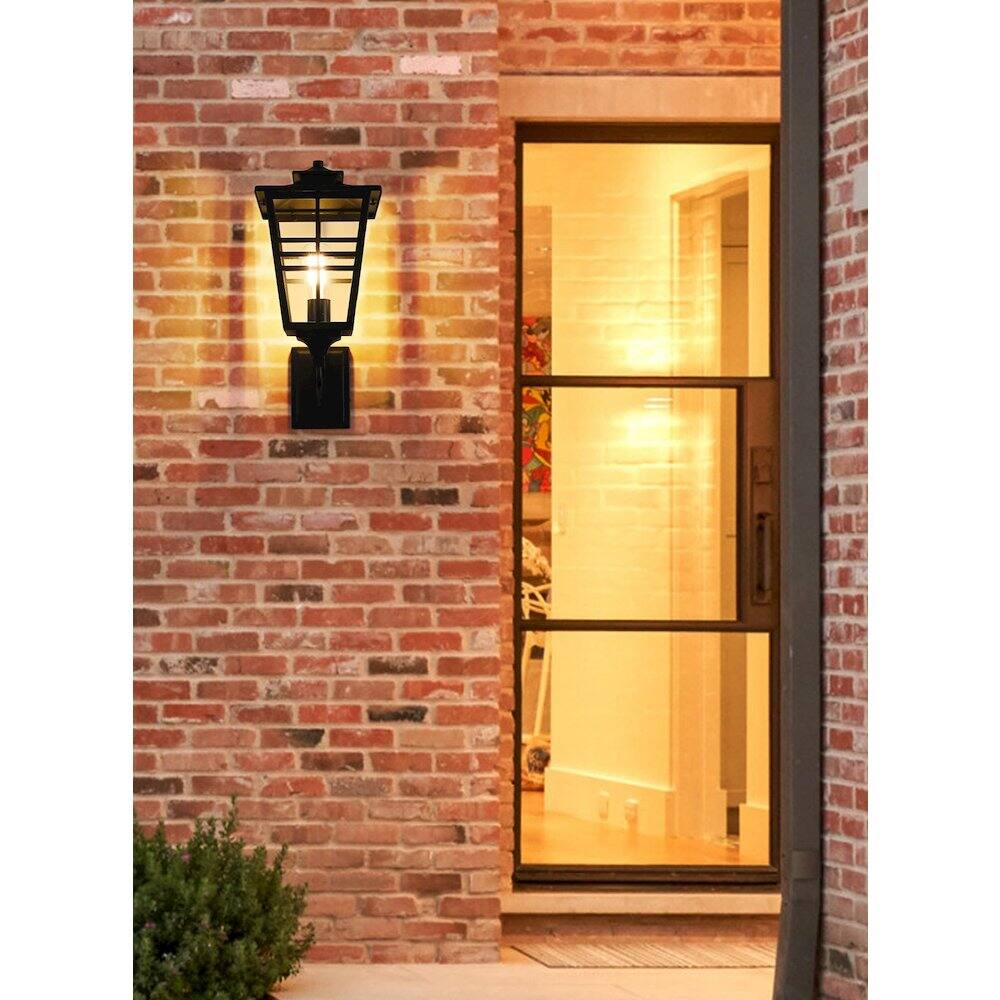 Alt View 4. Elegant Lighting - Macon 8.5 Inch Outdoor Wall Sconce In Black - Black.