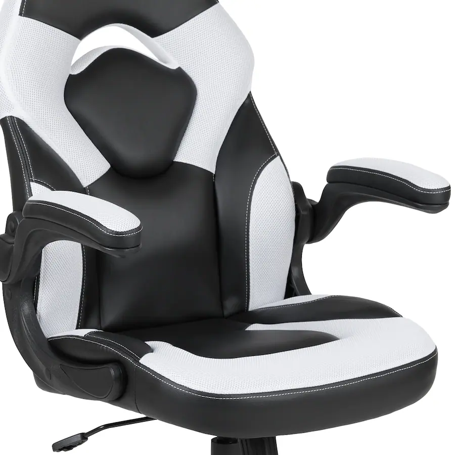 Emma + Oliver Gaming Desk and Racing Chair Set with Cup Holder and ...