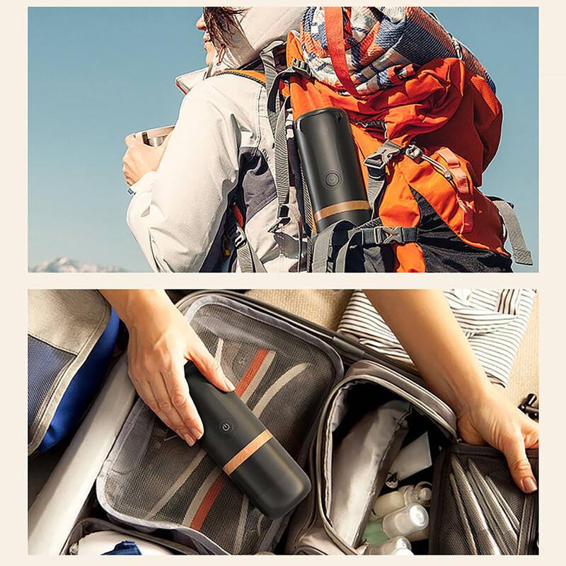 Alt View 6. Luckbyte - 2-in-1 Portable Espresso Machine - Travel Coffee Maker for NS Capsules & Ground Coffee - USB Powered for Camping - Black.