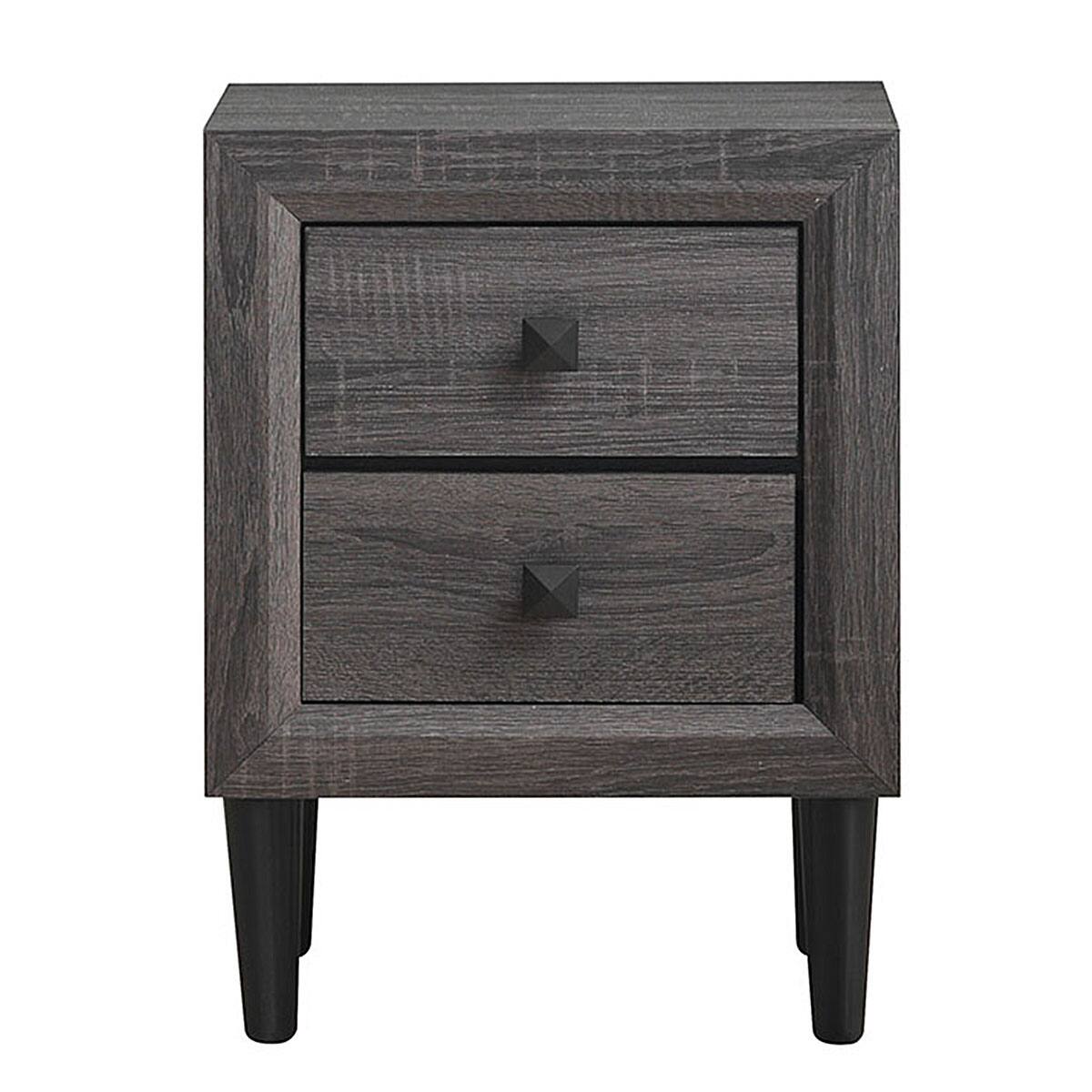 Alt View 21. Costway - 2PCS Nightstand with 2 Drawer Multipurpose Retro Grey Bedside Table Fully Assembled - Gray.
