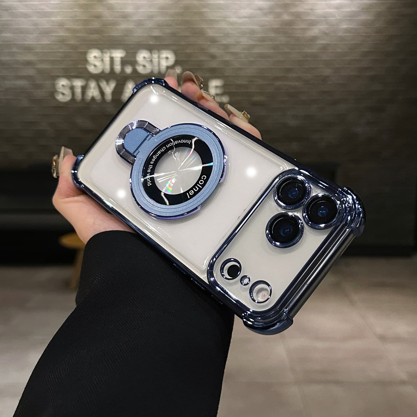 Photos - Case MAG Dteck - Built-in Camera Lens Protector Plating Shockproof Safe Phone Ring Kickstand Cover For Apple iPhone 17 Pro M